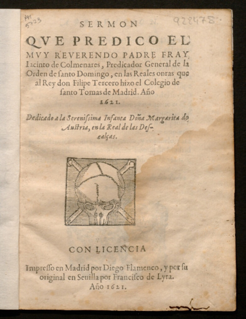Miniatura de Sermon que predico ... fray Iacinto de Colmenares ... de la Orden de Santo Domingo, en las Reales onras que al Rey don Filipe Tercero 