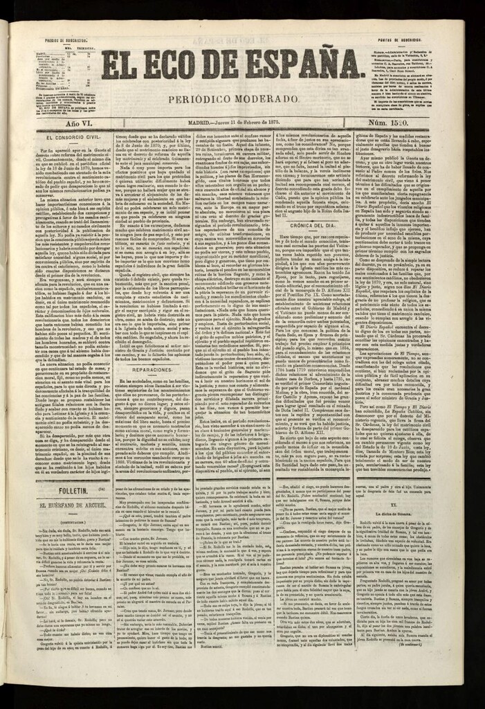 Miniatura de El Eco de España del 11 de febrero de 1875