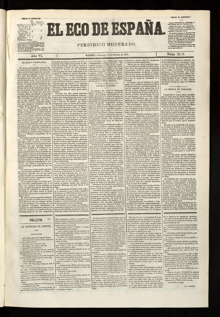 Miniatura de El Eco de España del 14 de febrero de 1875