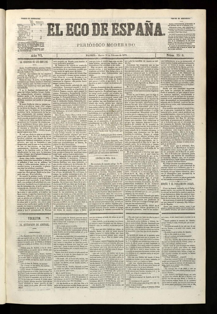 Miniatura de El Eco de España del 16 de febrero de 1875