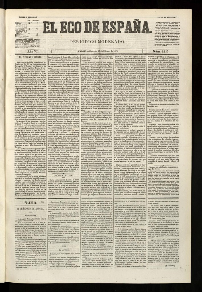 Miniatura de El Eco de España del 17 de febrero de 1875