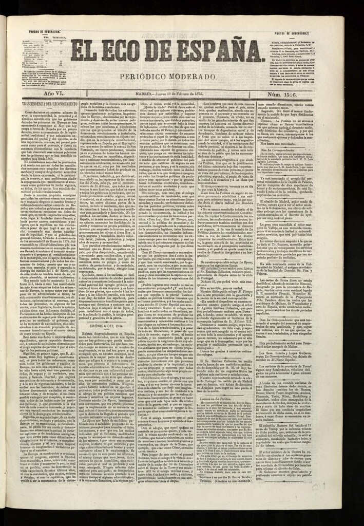 Miniatura de El Eco de España del 18 de febrero de 1875