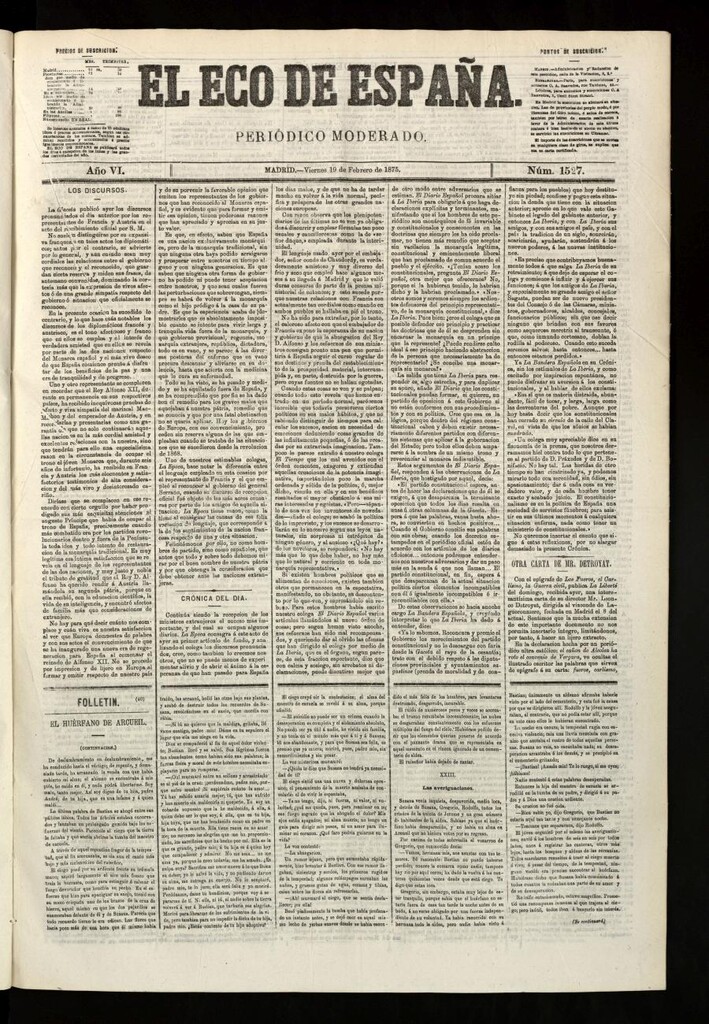Miniatura de El Eco de España del 19 de febrero de 1875