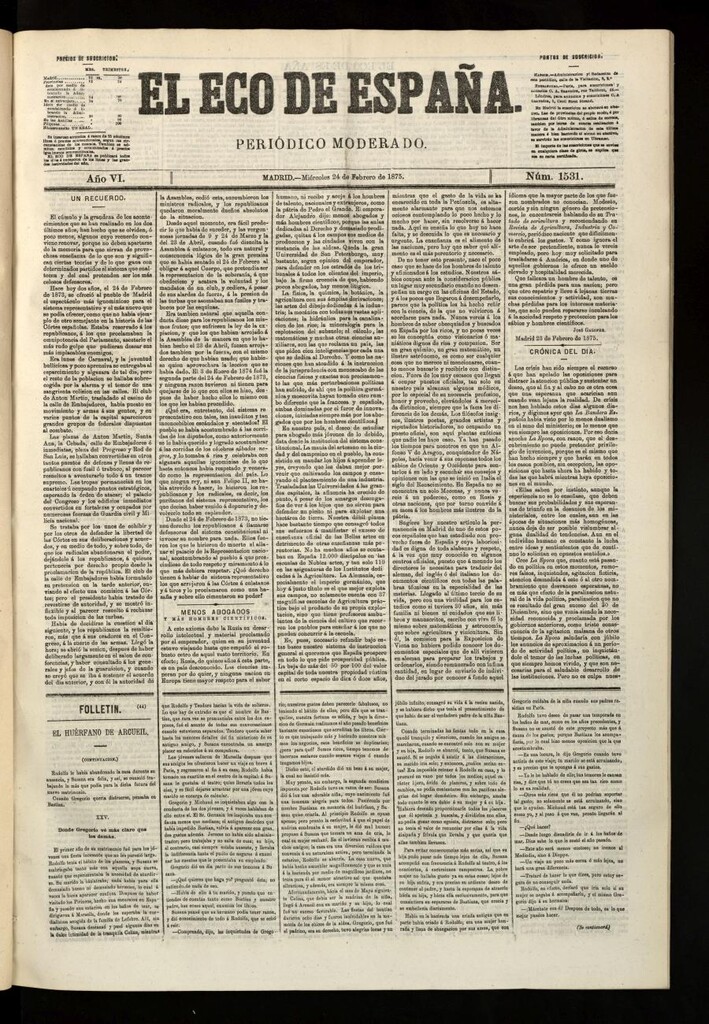 Miniatura de El Eco de España del 24 de febrero de 1875
