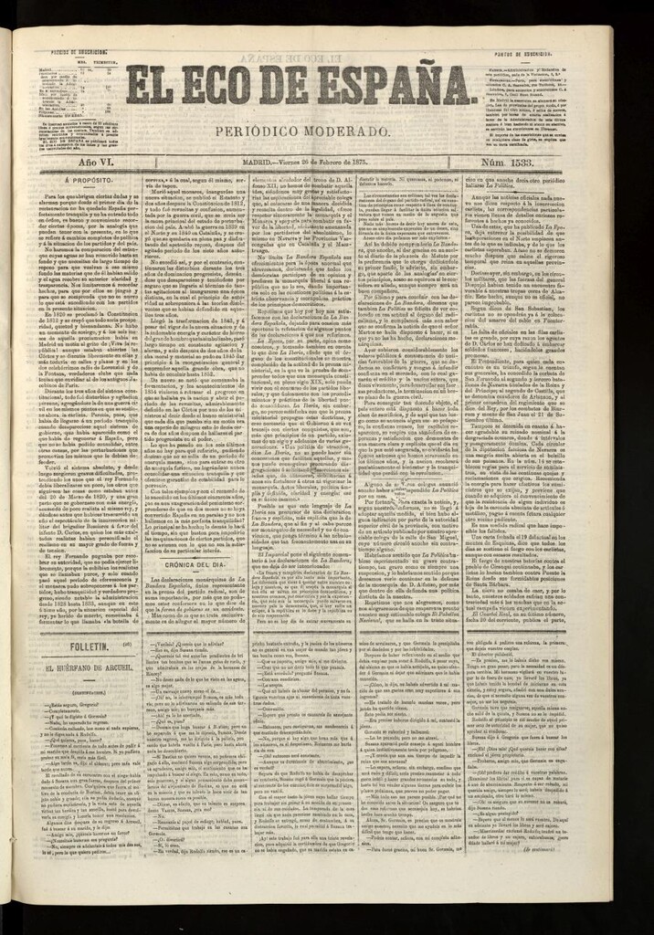 Miniatura de El Eco de España del 26 de febrero de 1875