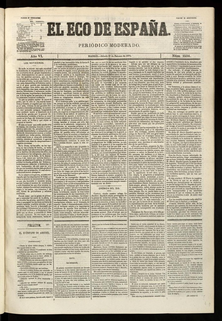 Miniatura de El Eco de España del 27 de febrero de 1875