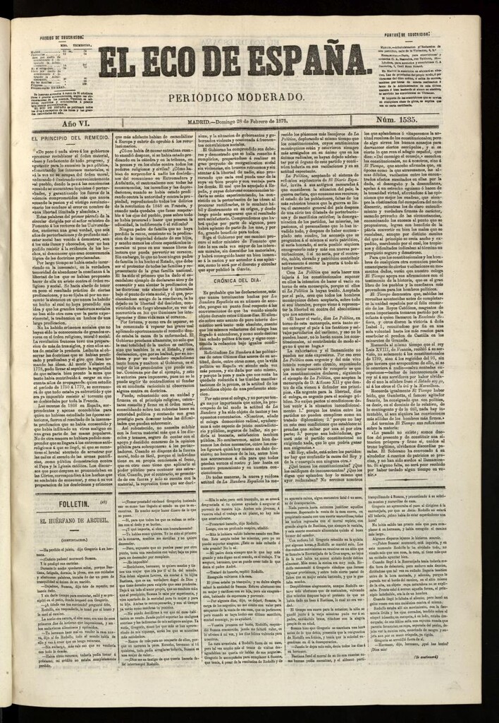 Miniatura de El Eco de España del 28 de febrero de 1875