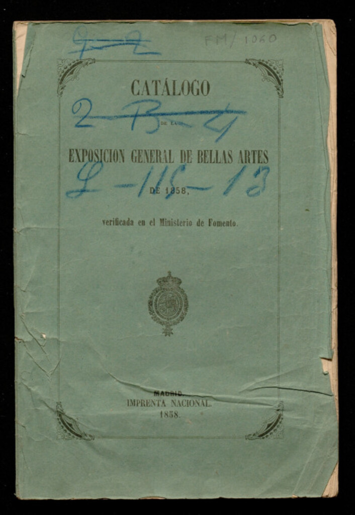 Miniatura de Catálogo de la Exposición General de Bellas Artes de 1858, verificada en el Ministerio de Fomento