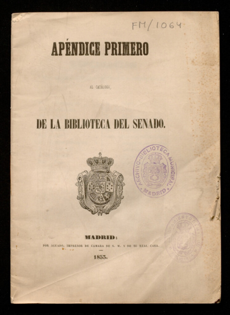 Miniatura de Apéndice primero al catálogo de la biblioteca del Senado