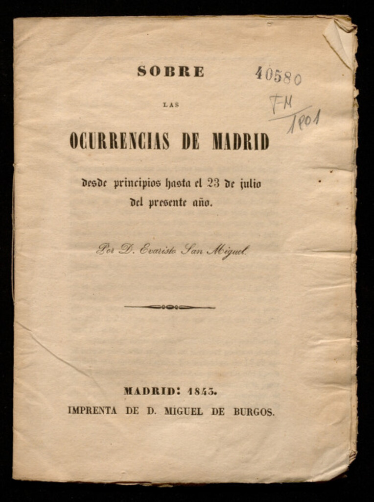 Miniatura de Sobre las ocurrencias de Madrid desde principios hasta el 23 de julio del presente año