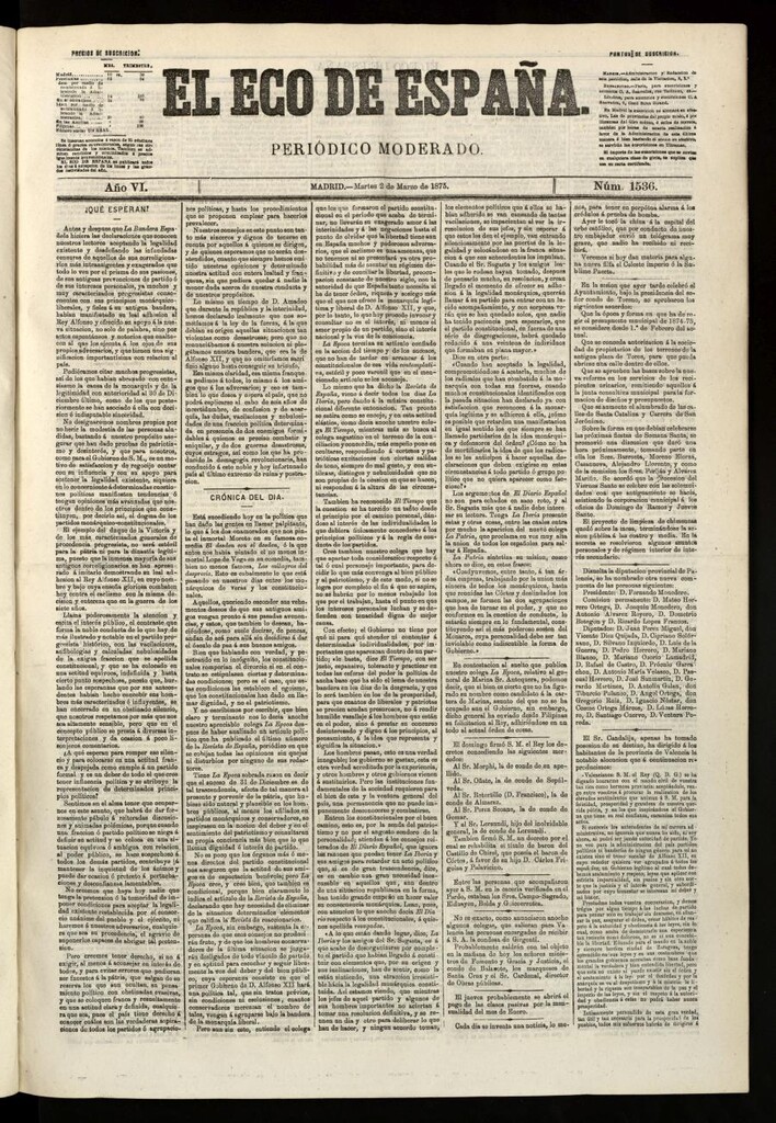 Miniatura de El Eco de España del 2 de marzo de 1875