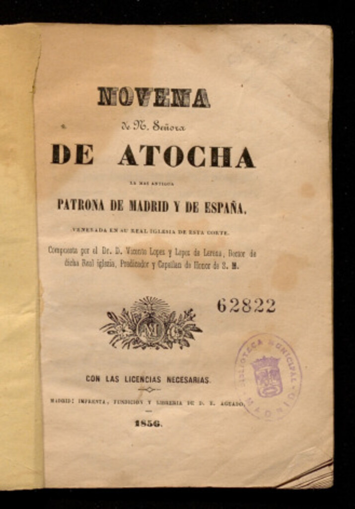Miniatura de Novena de nuestra señora de Atocha la más antigua patrona de Madrid...