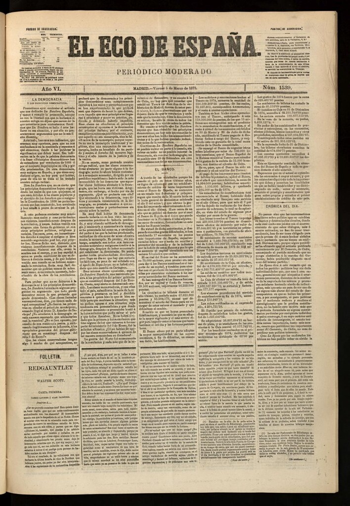 Miniatura de El Eco de España del 5 de marzo de 1875
