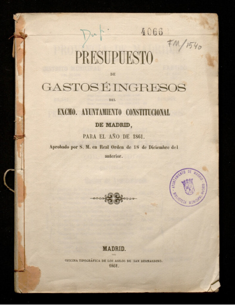 Miniatura de Presupuesto de gastos e ingresos... para el año 1861