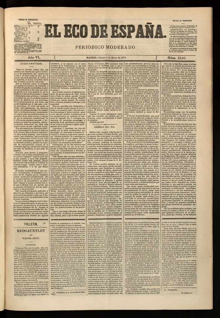 Miniatura de El Eco de España del 6 de marzo de 1875
