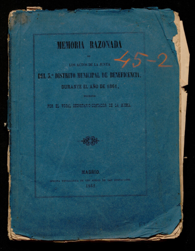Miniatura de Memoria razonada de los actos de la junta del 5º distrito municipal de beneficencia, durante el año de 1861, formada por el vocal secretario-contador de la misma