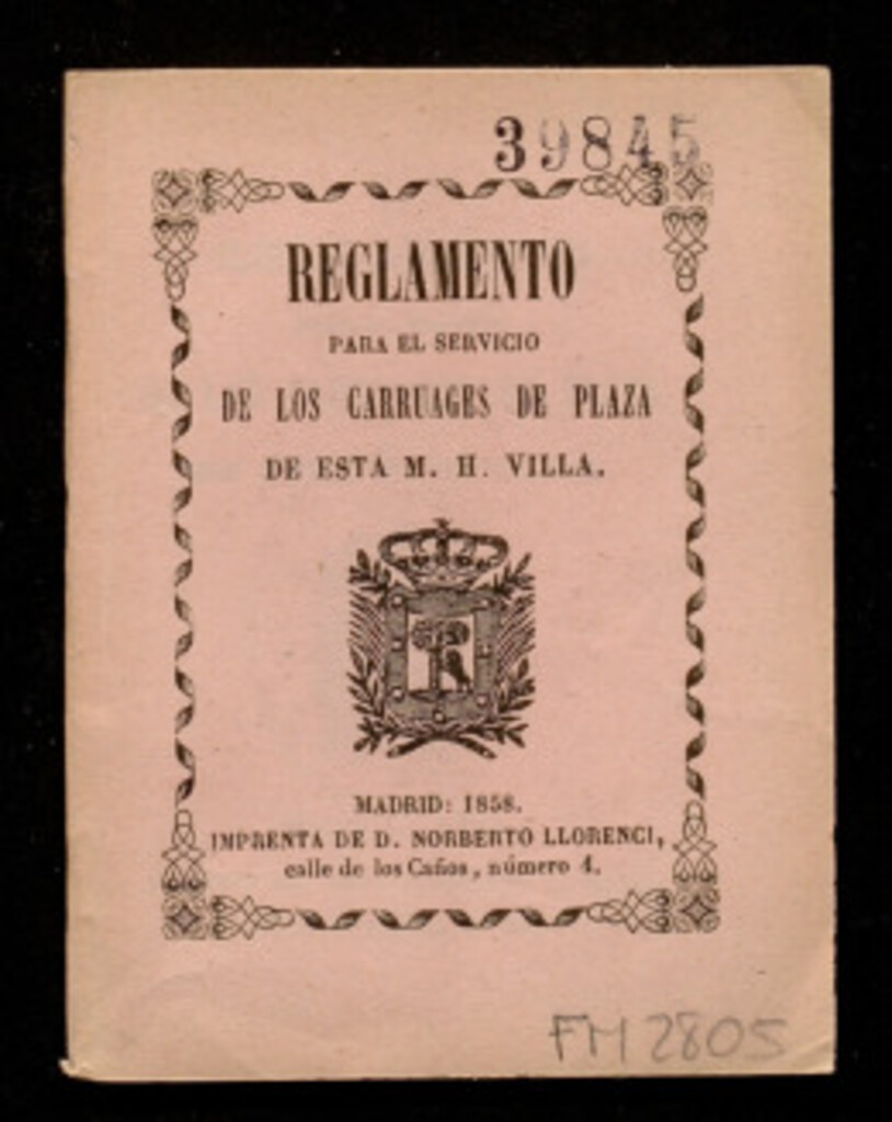 Miniatura de Reglamento para el servicio de los carruages de plaza de esta M. H. Villa
