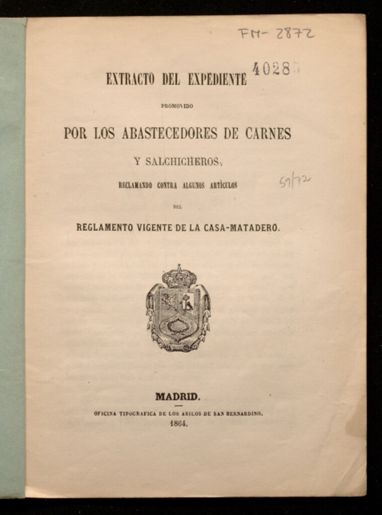 Miniatura de Extracto del expediente promovido por los abastecedores de carnes y salchicheros, reclamando contra algunos artículos del reglamento vigente de la casa-matadero