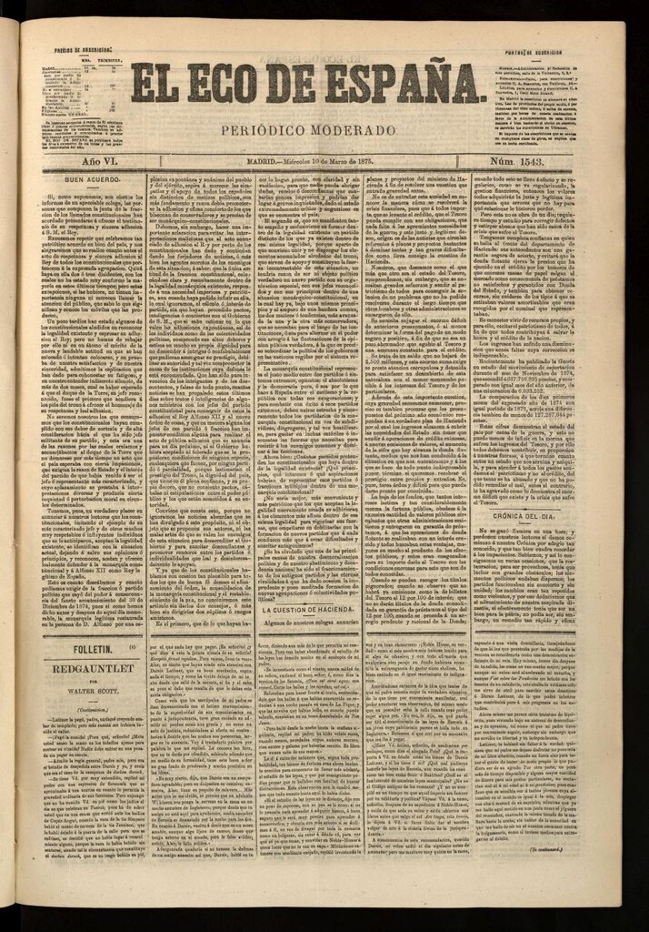 Miniatura de El Eco de España del 10 de marzo de 1875