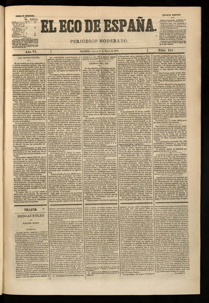 Miniatura de El Eco de España del 11 de marzo de 1875