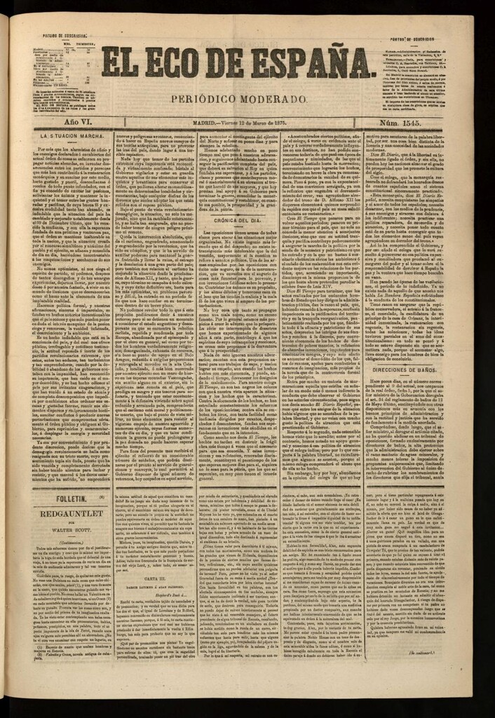 Miniatura de El Eco de España del 12 de marzo de 1875