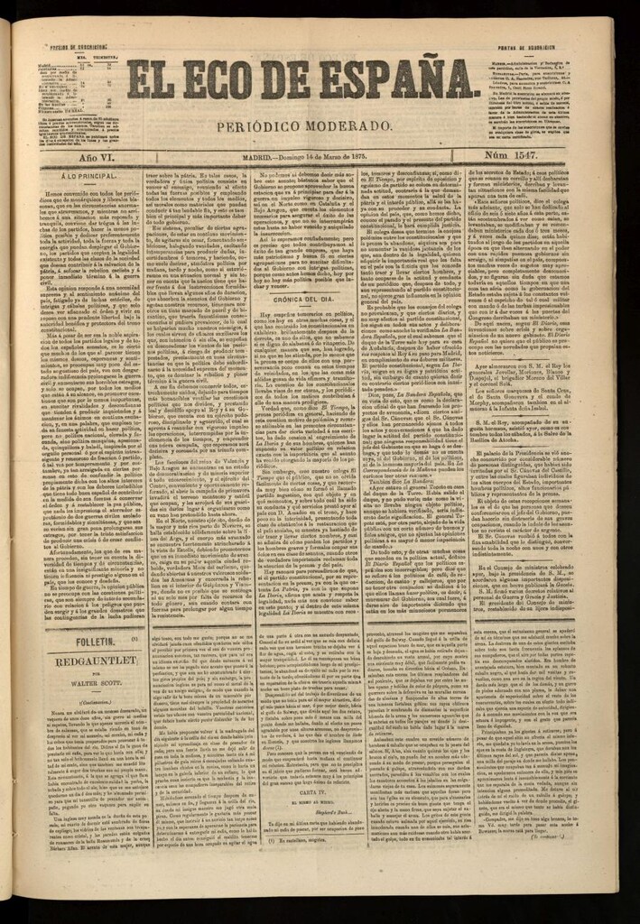Miniatura de El Eco de España del 14 de marzo de 1875