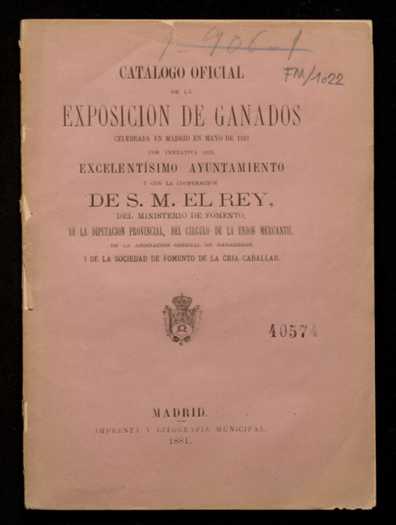 Miniatura de Catálogo oficial de la exposición de ganados celebrada en Madrid en mayo de 1881...