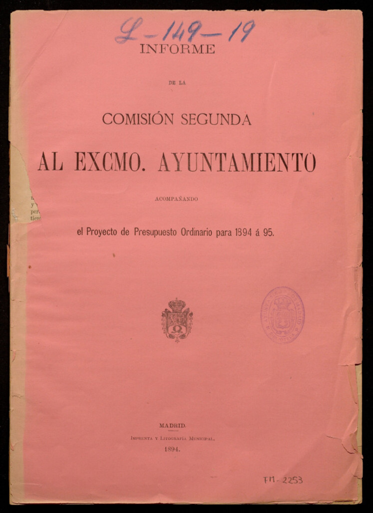 Miniatura de Informe de la comisión segunda al excmo. Ayuntamiento acompañando el proyecto de presupuesto ordinario para 1894 a95