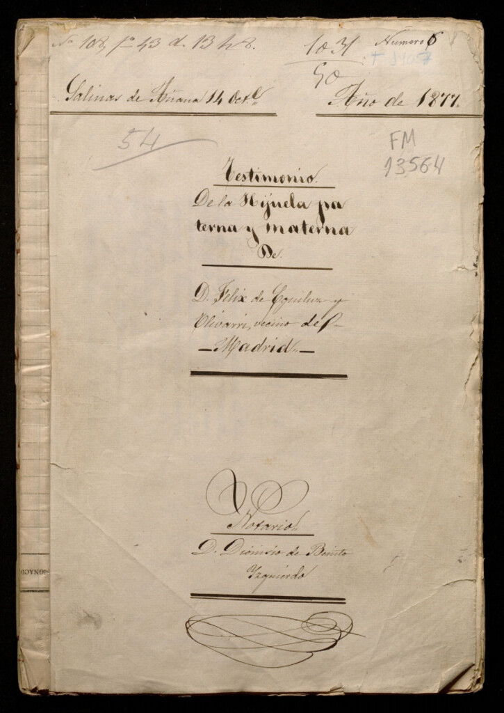 Miniatura de Testimonio de la hijuela paterna y materna de D. Felix de Eguiluz y Olivarri, vecino de Madrid  : notario D. Dionisio de Benito Izquierdo