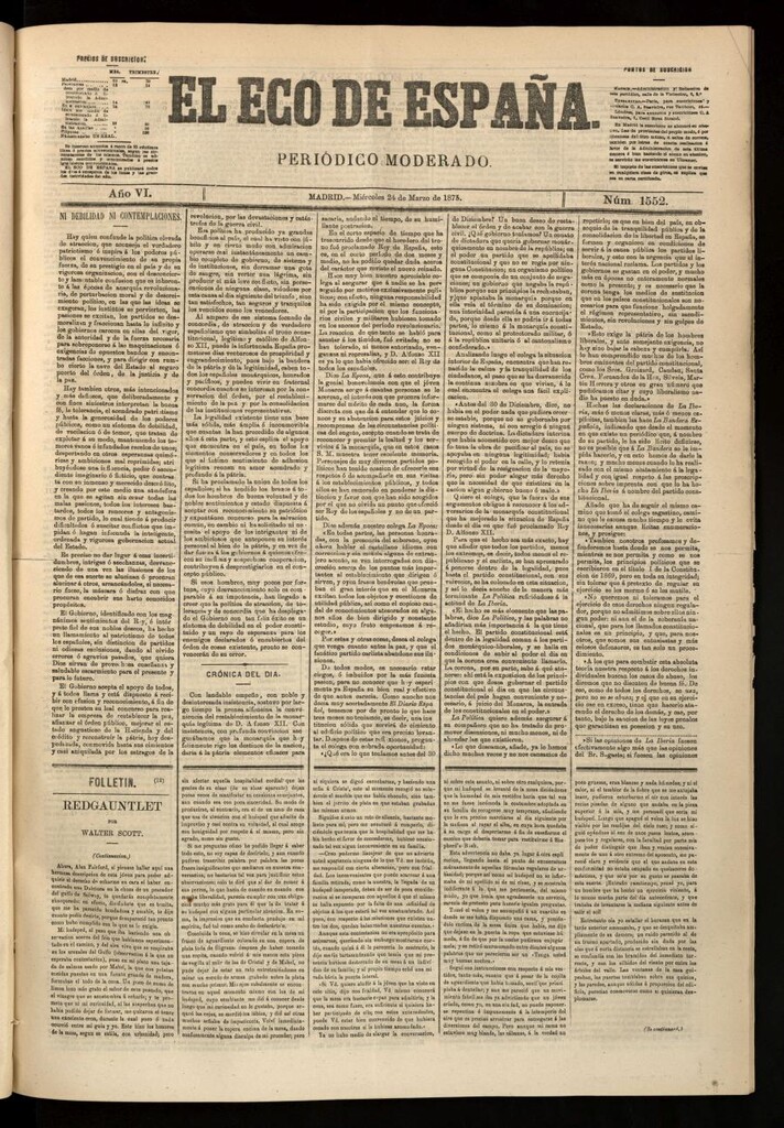 Miniatura de El Eco de España del 24 de marzo de 1875