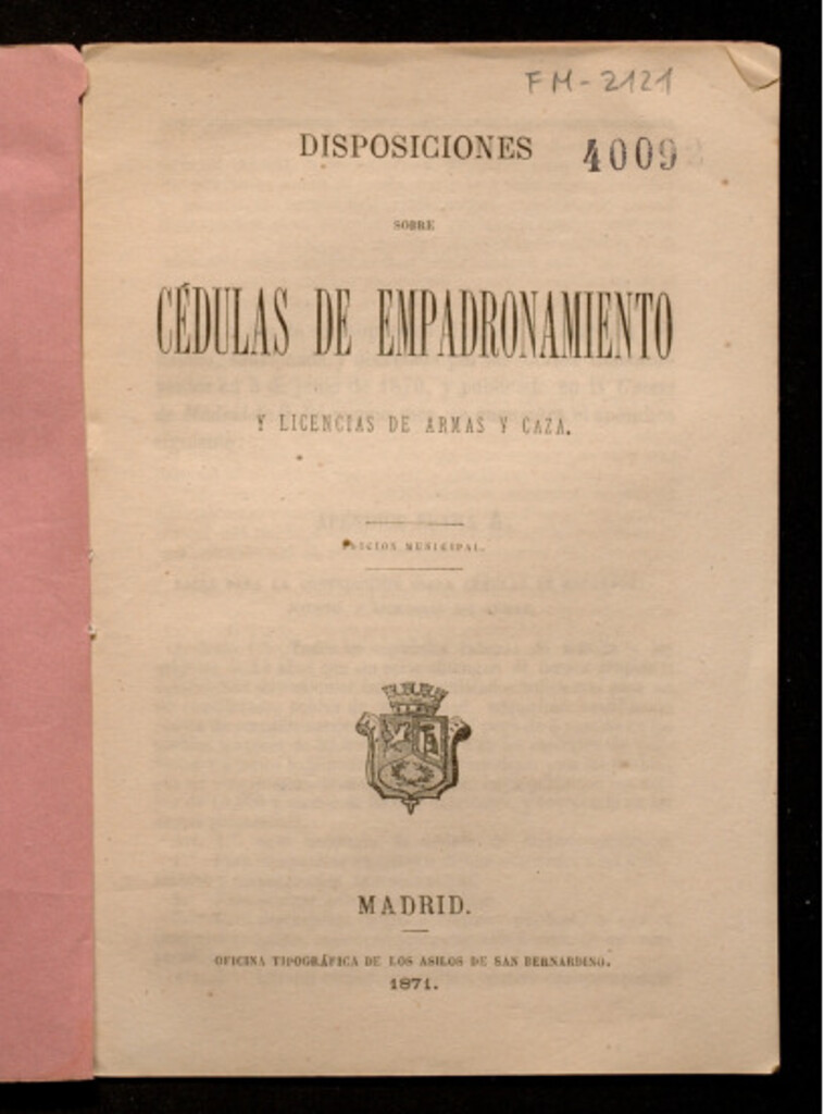 Miniatura de Disposiciones sobre cédulas de empadronamiento y licencias de armas y caza