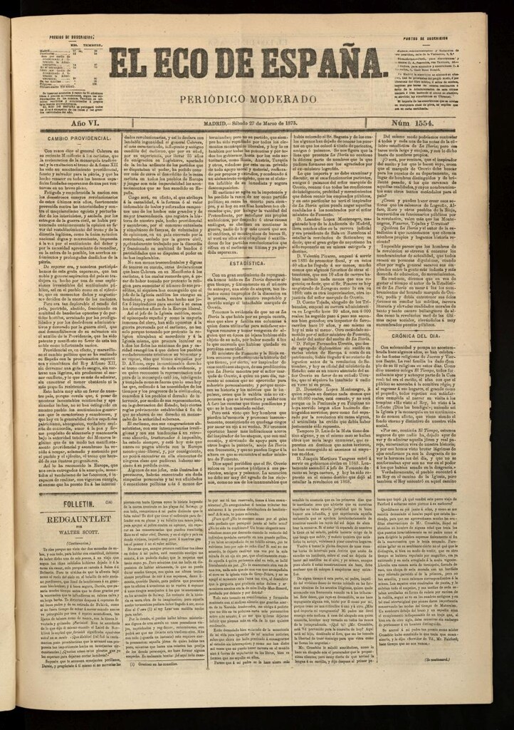 Miniatura de El Eco de España del 27 de marzo de 1875
