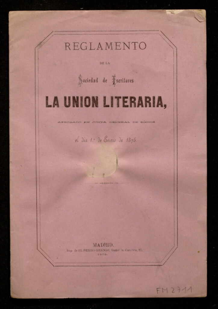 Miniatura de Reglamento de la sociedad de escritores La Unión Literaria