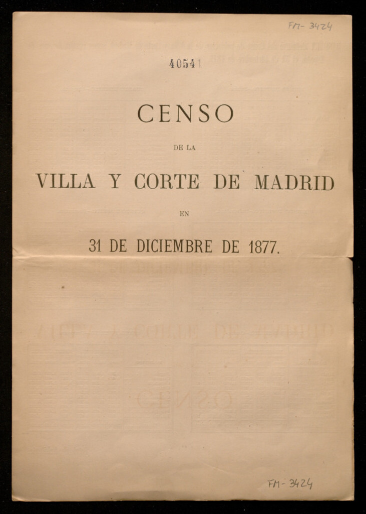Miniatura de Censo de la Villa y Corte de Madrid en 31 de diciembre de 1877