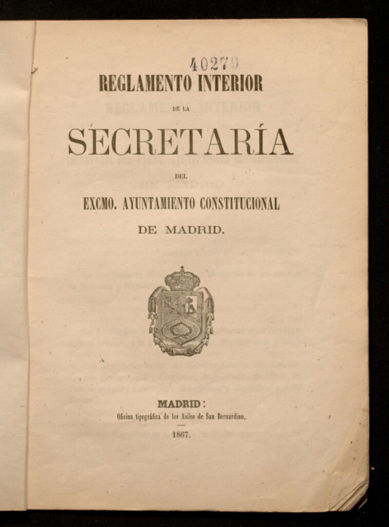 Miniatura de Reglamento interior de la Secretaría del Ayuntamiento Constitucional de Madrid