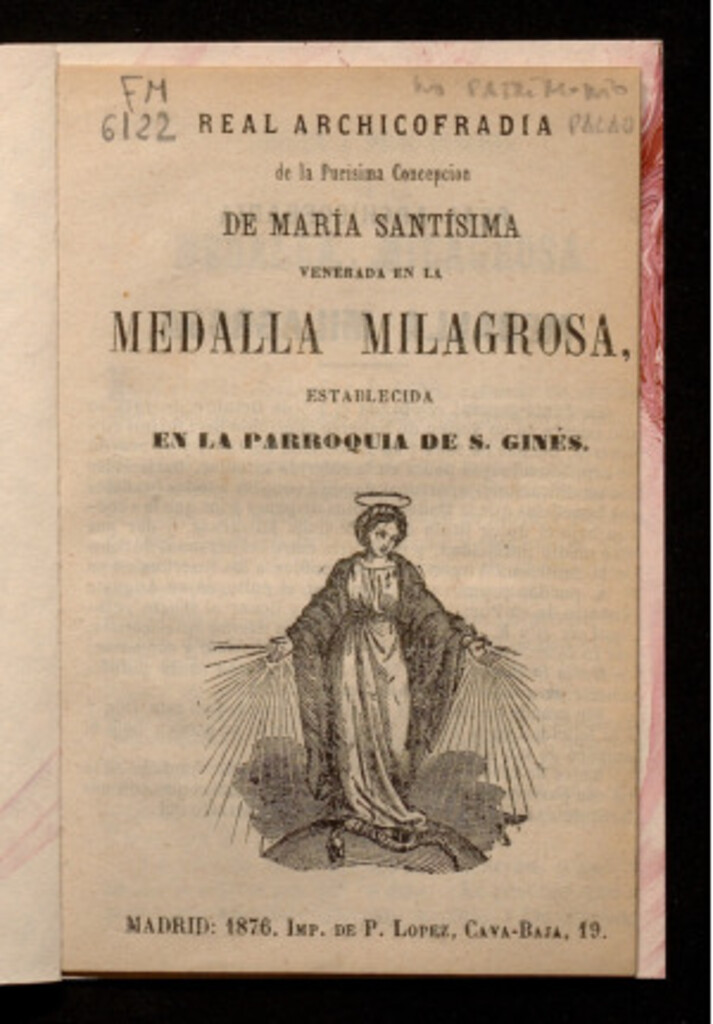 Miniatura de Real Archicofradía de la Purísima Concepción de María Santísima venerada en Medalla Milagrosa, establecida en la Parroquia de S. Ginés