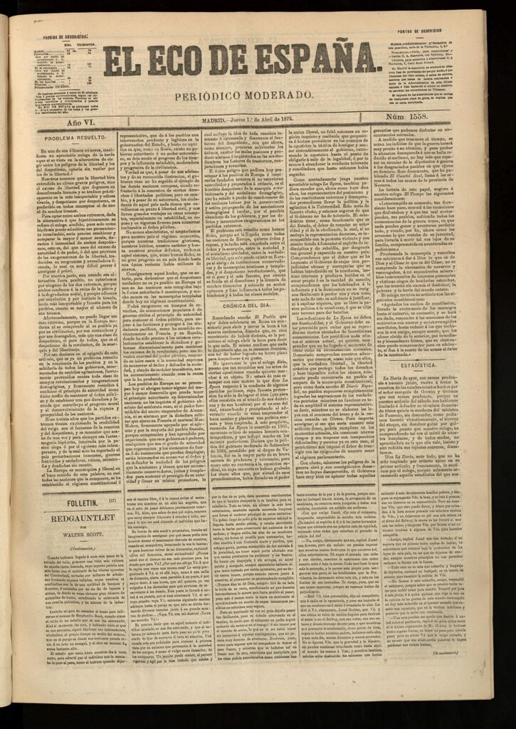 Miniatura de El Eco de España del 1 de abril de 1875