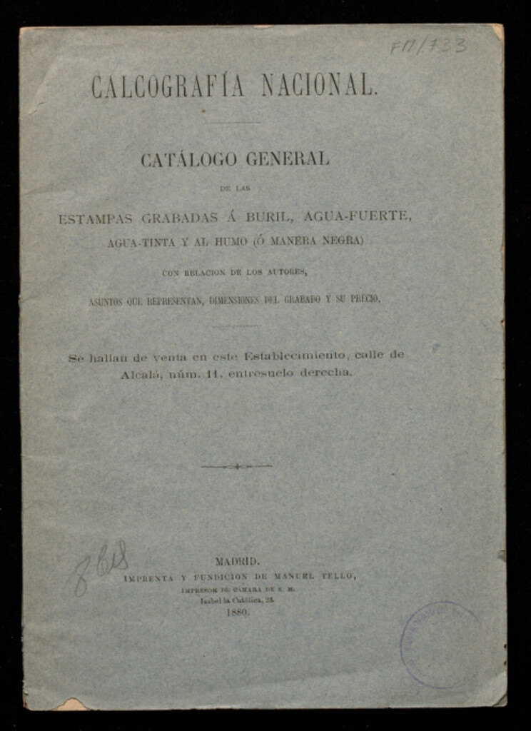 Miniatura de Catálogo general de las estampas grabadas a buril, agua fuerte, agua tinte y al humo...
