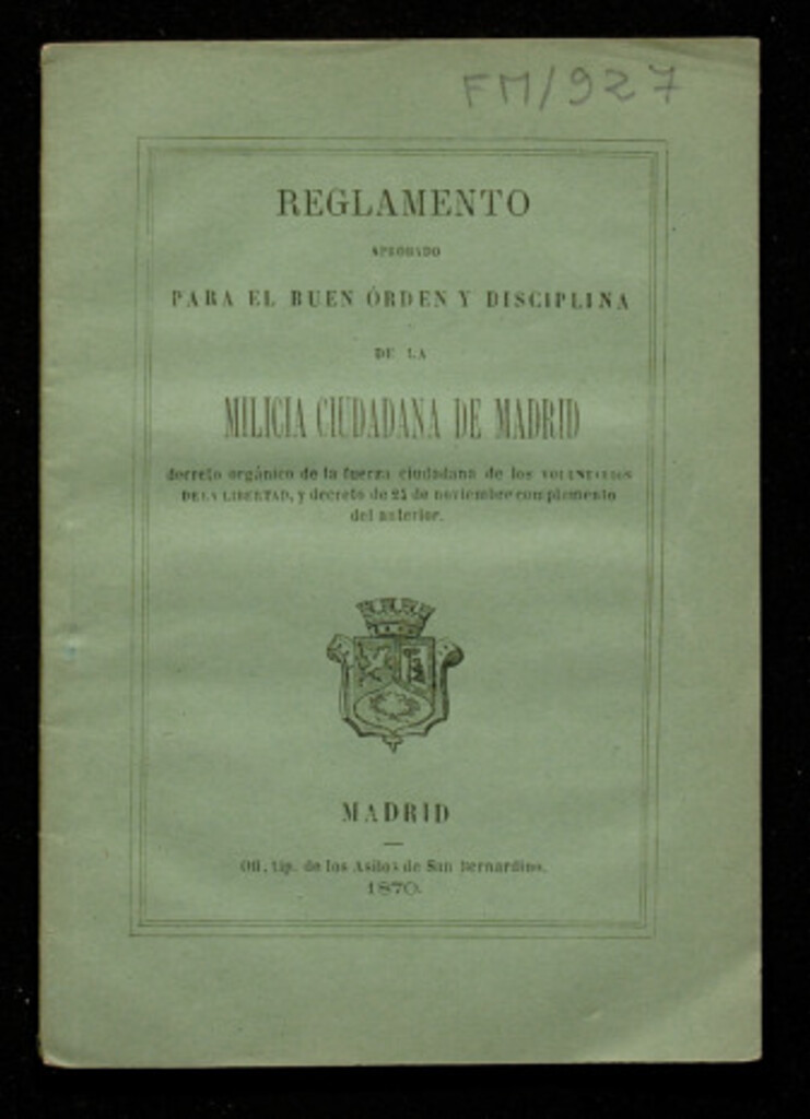 Miniatura de Reglamento para el buen orden y disciplina de la milicia ciudadana de Madrid