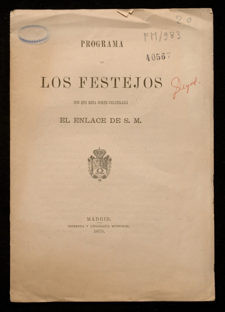 Miniatura de Programa de los festejos con que esta corte celebrará el enlace de S.M.
