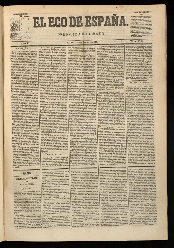 Miniatura de El Eco de España del 2 de abril de 1875