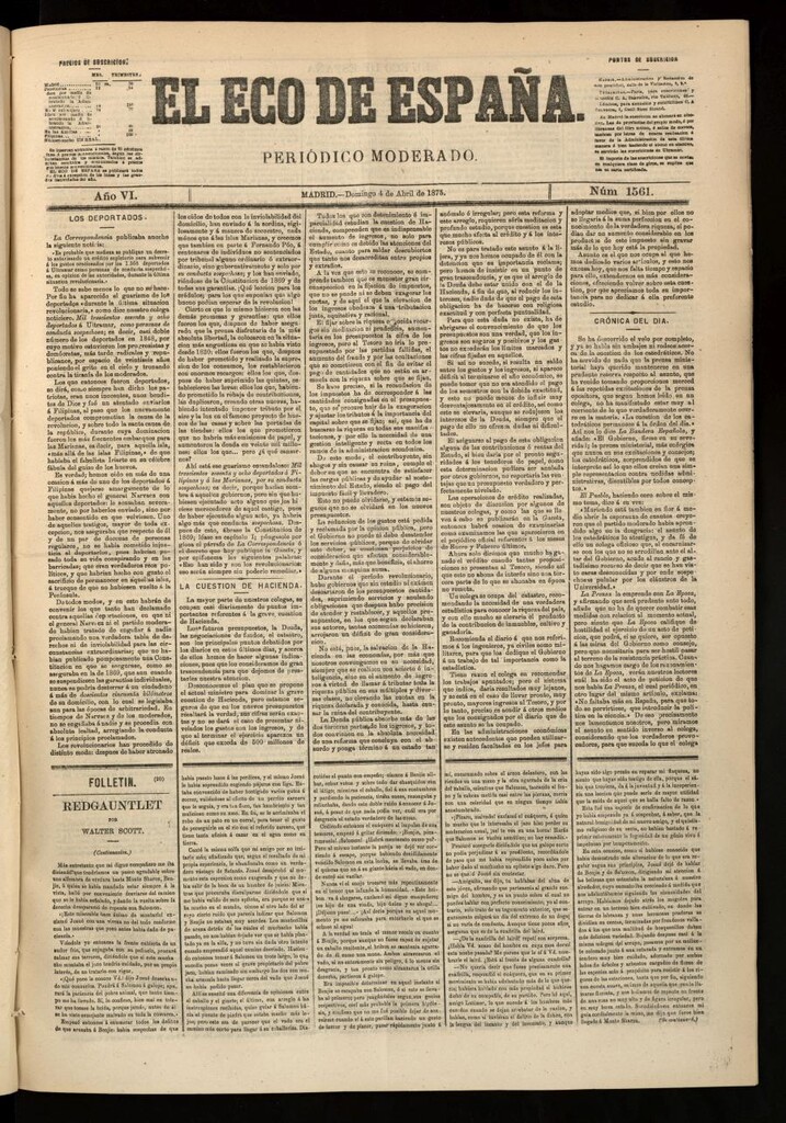 Miniatura de El Eco de España del 4 de abril de 1875