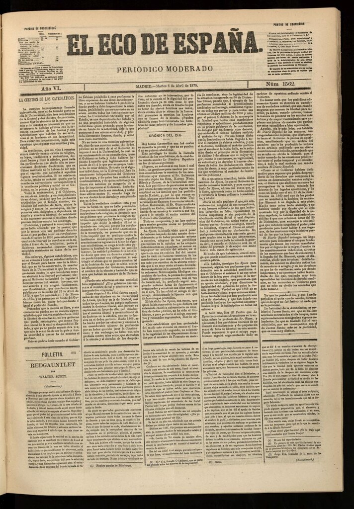 Miniatura de El Eco de España del 6 de abril de 1875