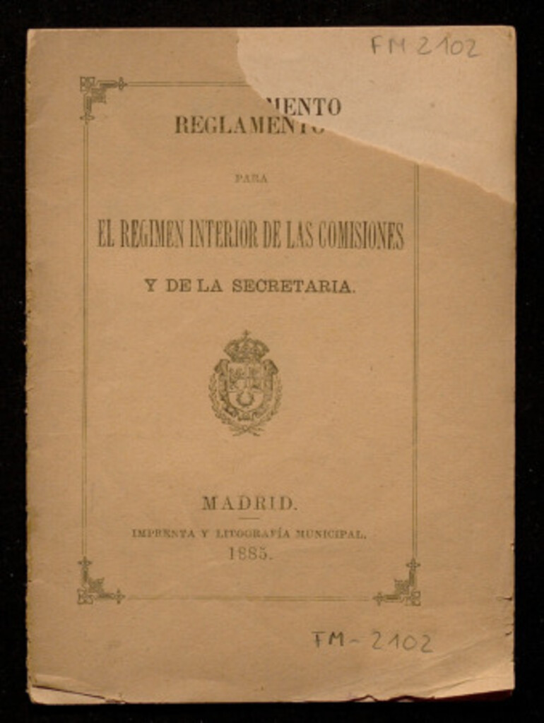 Miniatura de Reglamento para el régimen interior de las comisiones y de la secretaría