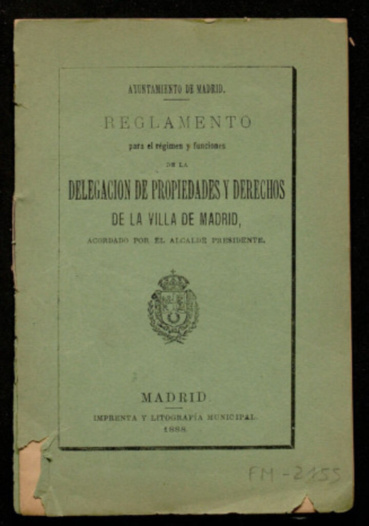 Miniatura de Reglamento para el régimen y funciones de la delegación de propiedades y derechos de la villa de Madrid...