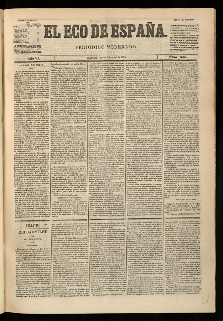 Miniatura de El Eco de España del 8 de abril de 1875