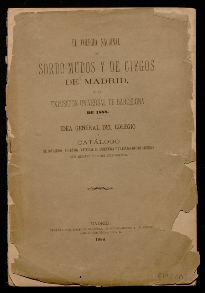 Miniatura de El Colegio Nacional de Sordo-mudos y ciegos de Madrid, en la Exposición Universal de Barcelona de 1888