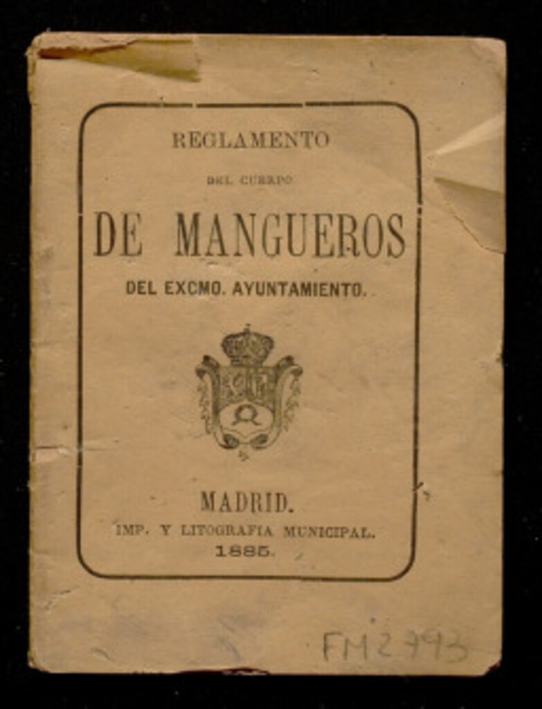 Miniatura de Reglamento del cuerpo de mangueros del Excmo. Ayuntamiento