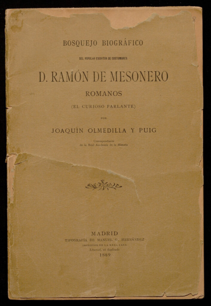 Miniatura de Bosquejo biográfico del popular escritor de costumbres D. Ramón de Mesonero Romanos (El curioso parlante) 