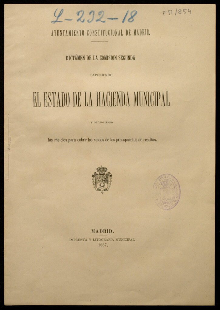 Miniatura de Dictamen de la Comisión segunda exponiendo el estado de la hacienda municipal y proponiendo los medios para cubrir los saldos de los presupuestos de resultas